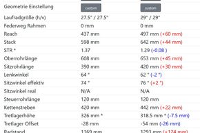 Hier der Geo-Vergleich zwischen den beiden Traum-Hardtails