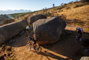 Riders during Stage 3 of the 2025 Absa Cape Epic Mountain Bike stage race held at Fairview, Paarl, Cape Town, South Africa on the 19th March 2025. Photo by Sam Clark/Cape Epic
PLEASE ENSURE THE APPROPRIATE CREDIT IS GIVEN TO THE PHOTOGRAPHER AND ABSA