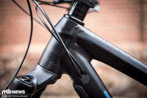 Die Kabel laufen am markanten Aluminium-Steuerrohr in den Hauptrahmen und werden dort klapperfrei geführt.