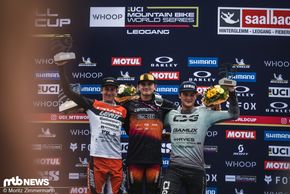 Das Podium der Junioren: Max Alran (Mitte) gewinnt vor Dane Jewett (links) und Mike Huter (rechts).