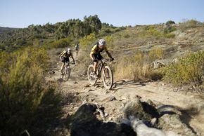 Nino Schurter during Stage 3 of the 2025 Absa Cape Epic Mountain Bike stage race held at Fairview, Paarl, Cape Town, South Africa on the 19th March 2025. Photo by Nick Muzik/Cape Epic
PLEASE ENSURE THE APPROPRIATE CREDIT IS GIVEN TO THE PHOTOGRAPHER 