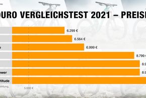 Mit einem Preis von rund 6.300 € ist das Lappiere Spicy das günstigere Enduro-Bike in unserem Vergleichstest